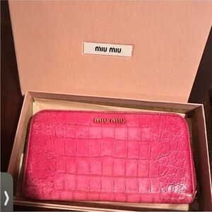 Miu Miu Vibrant Pink Embossed Wallet